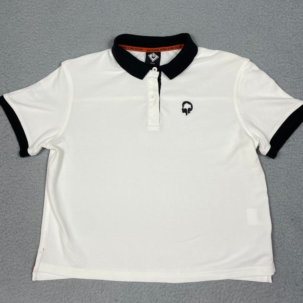 Outdoor Afro X REI Co-Op Womens Size XS White Short Sleeve Polo Shirt